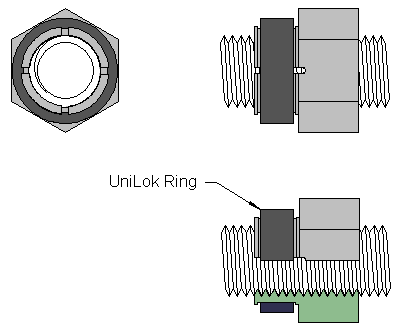 free running nut locked by nitinol shrink ring for vibration resistance