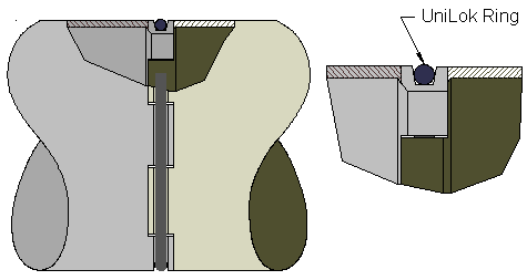 crenellated cylinder joint with shape memory lock ring